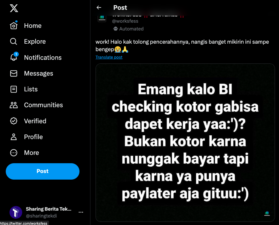 Warganet Curhat Skor Bi Checking Buruk Susah Dapat Kerja Apa Iya